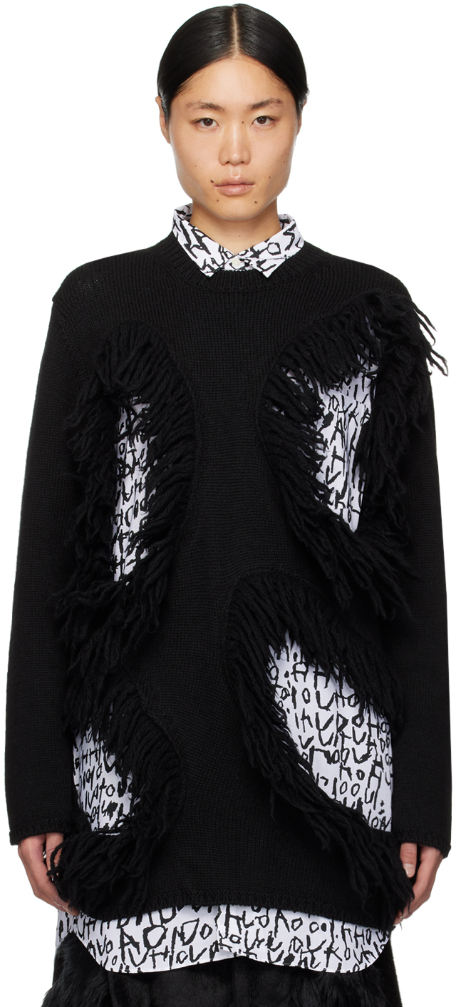 Comme des Garçons Homme Plus: Black Fringed Sweater | SSENSE