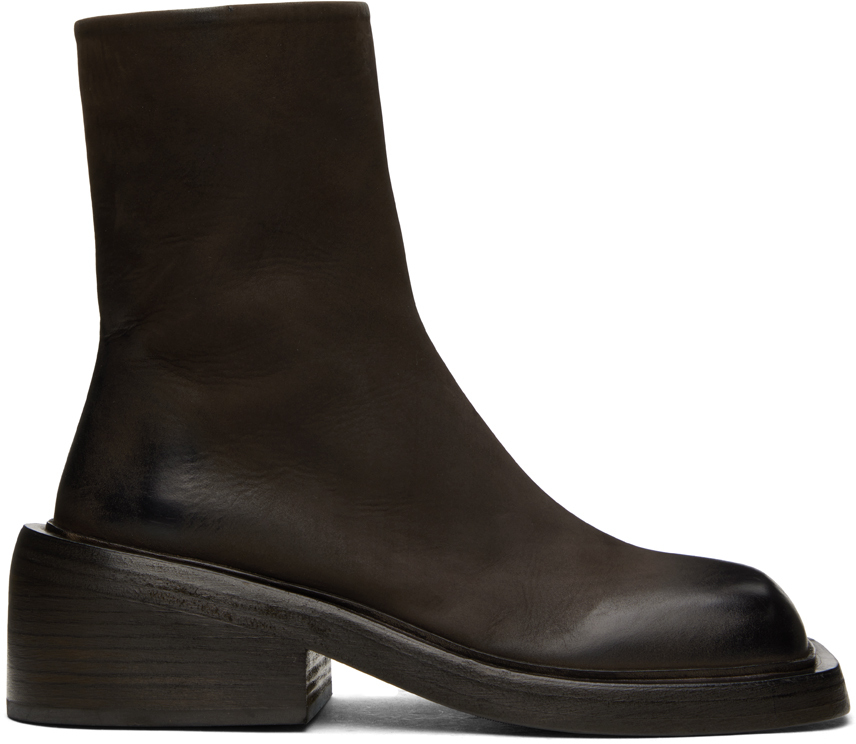 Marsèll 50mm Leather Boots In 460 Dark Brown