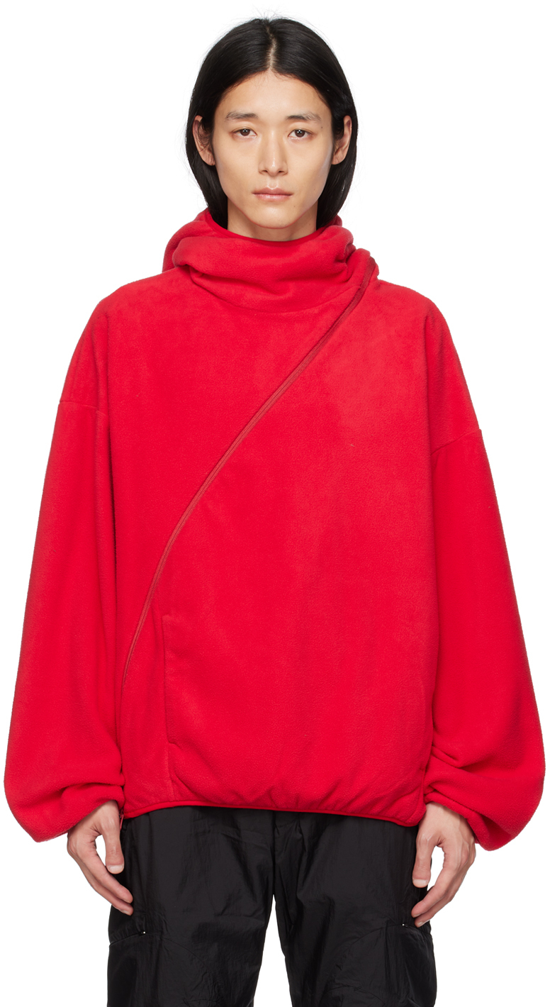 Post Archive Faction (paf) Ssense Exclusive Red Hoodie In 124 Red