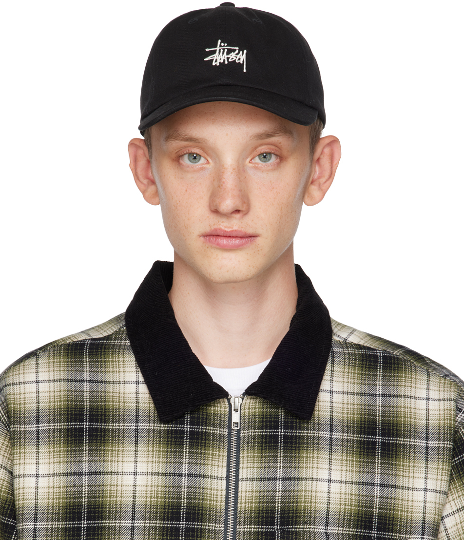 Stüssy: Black Low Pro Basic Stock Cap | SSENSE UK