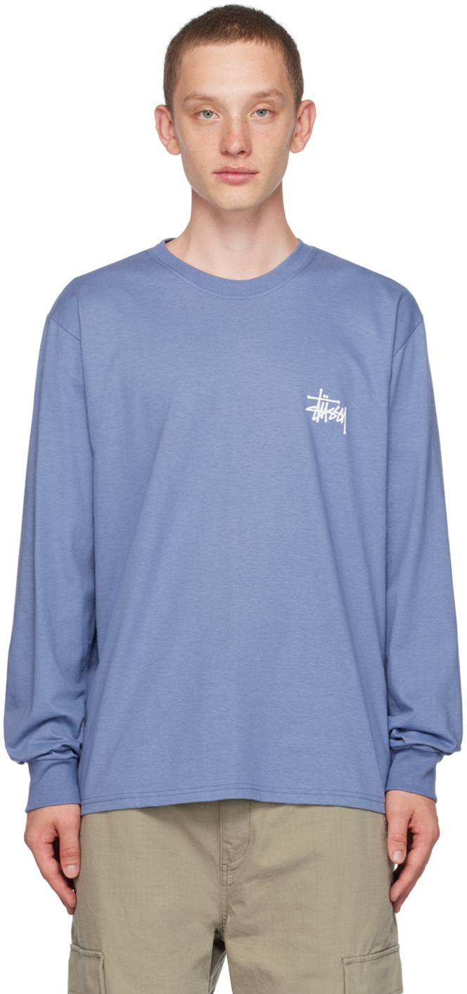 Stüssy Blue Printed Long Sleeve T-Shirt