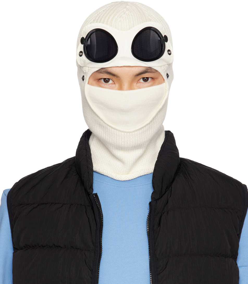 C.p. Company Off-white Goggle Balaclava In 103 Gauze White