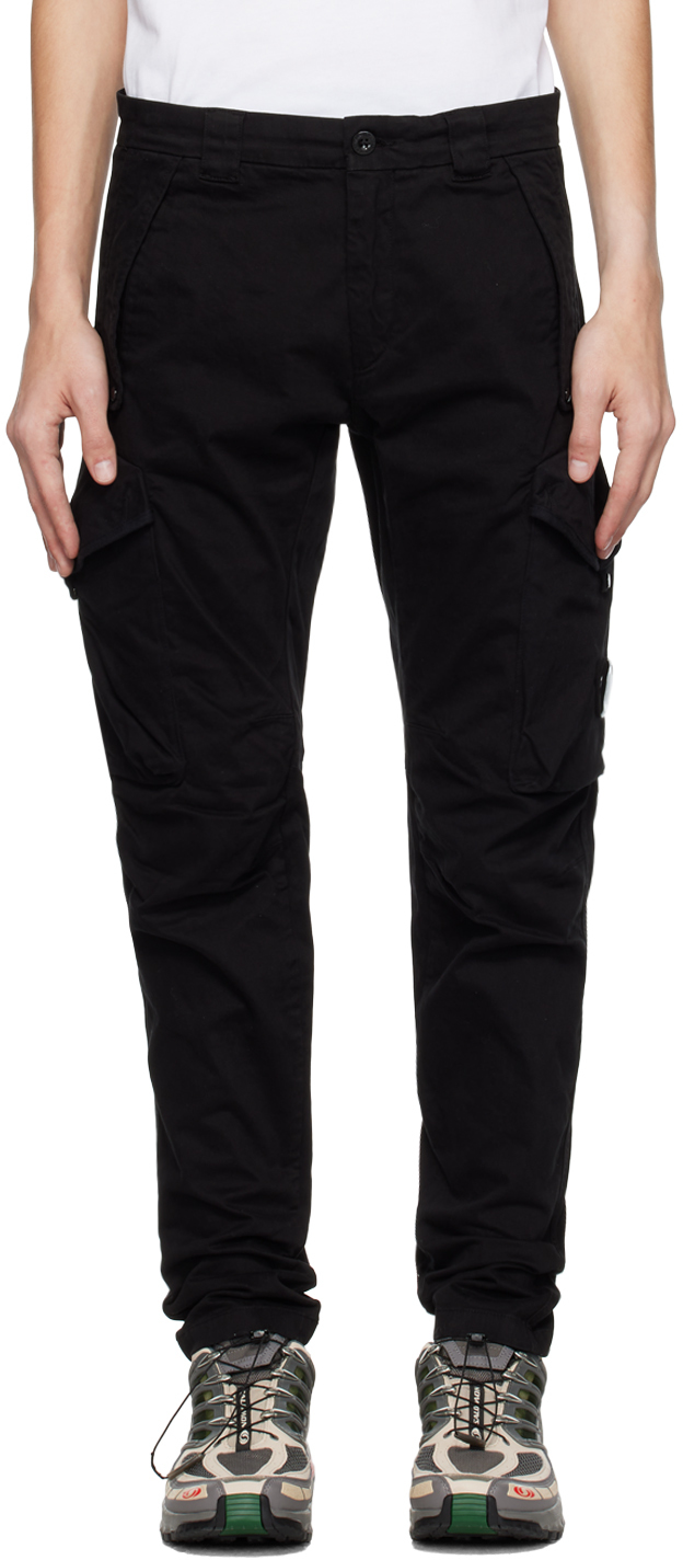 C.p. Company Black Garment-dyed Cargo Pants In 999 Black
