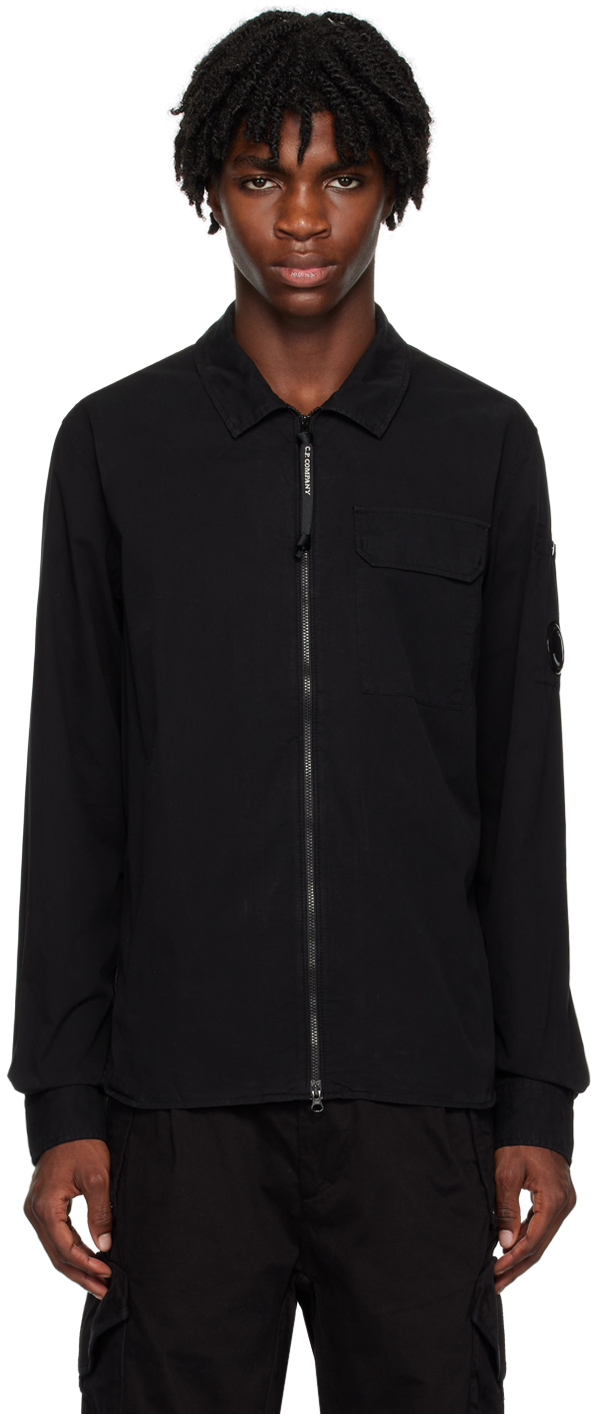 C.p. Company Black Zip Shirt In 999 Black