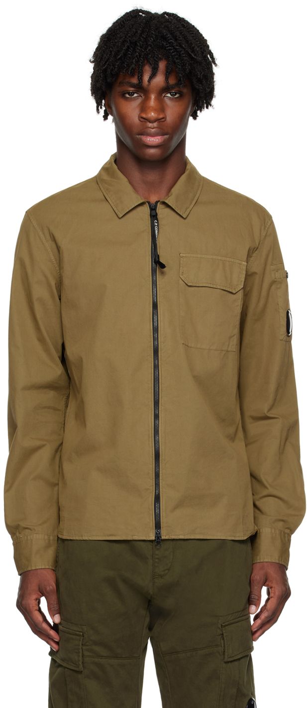 Brown Garment-Dyed Shirt by C.P. Company on Sale