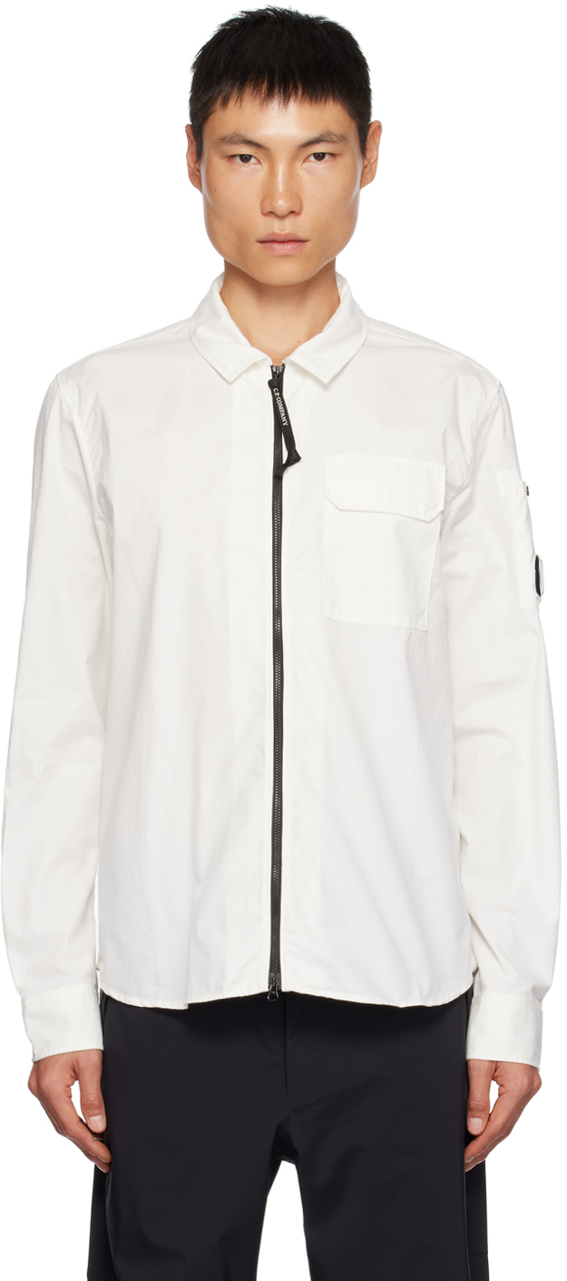 Shop C.p. Company White Gabardine Shirt In 103 Gauze White
