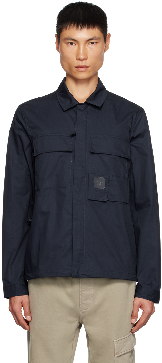 C.p. Company Navy Flap Pocket Shirt In 888 Total Eclipse