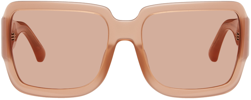 Dries Van Noten Pink Linda Farrow Edition Oversized Sunglasses In Rust/silver/rust