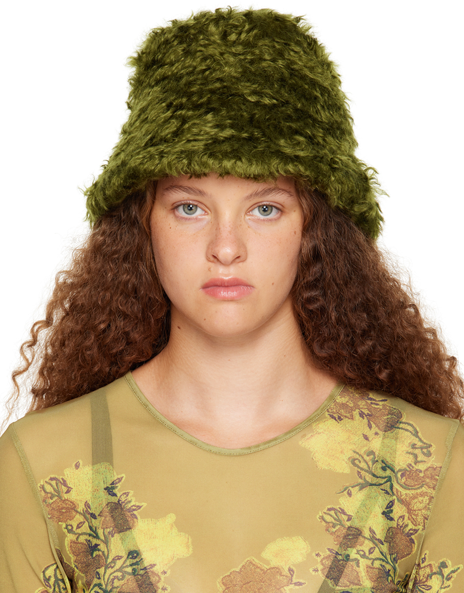Dries Van Noten Green Guilia Bucket Hat In Khaki