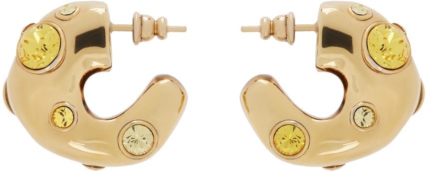 Dries Van Noten Gold Small Gem Detail Earrings In 202 Yellow