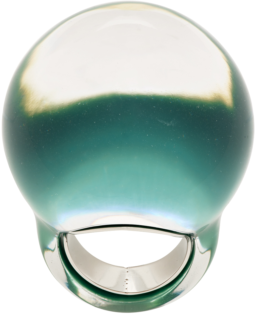 Dries Van Noten Transparent & Blue Ball Ring In 500 Aqua