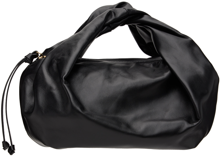 Dries Van Noten Black Tumble Leather Bag In 900 Black