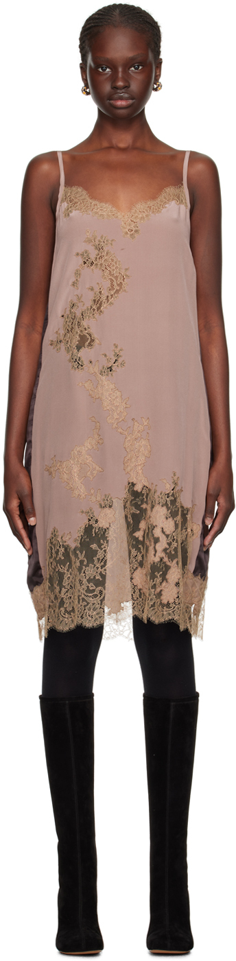Dries Van Noten Ssense Exclusive Taupe Paneled Minidress In 811 Taupe