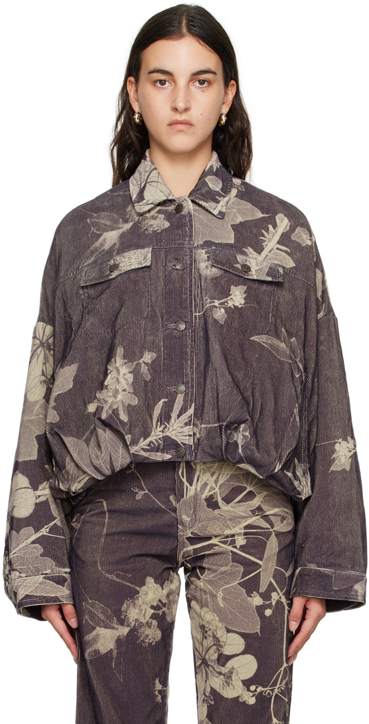 Dries Van Noten: Purple Pressed Flower Jacket | SSENSE