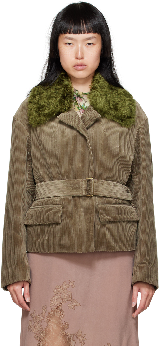 Dries Van Noten Taupe Belted Jacket In 811 Taupe