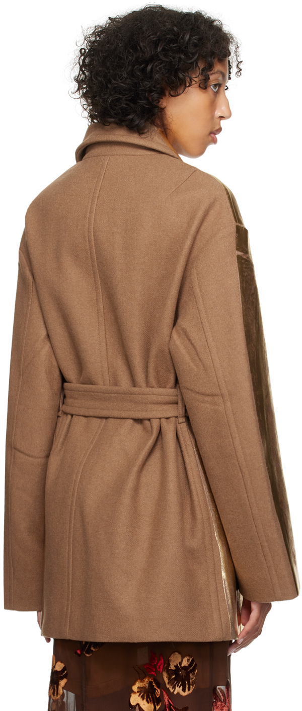 Dries Van Noten Tan & Gold Hand-painted Jacket In 102 Camel