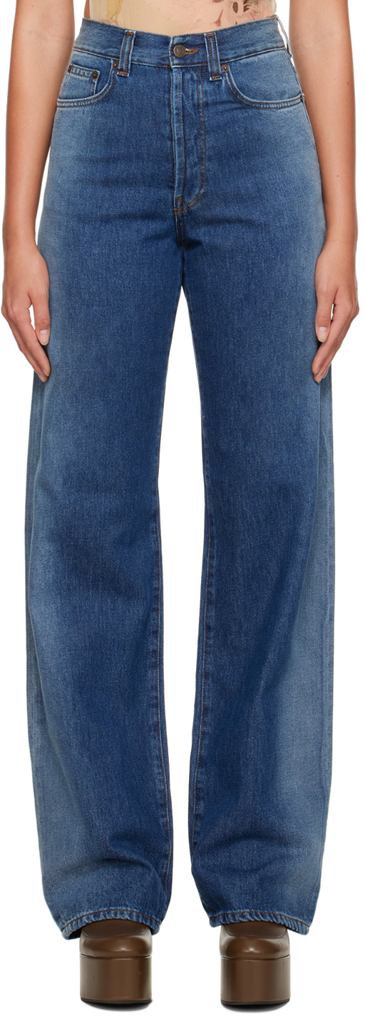 Dries Van Noten Indigo Faded Jeans In 507 Indigo