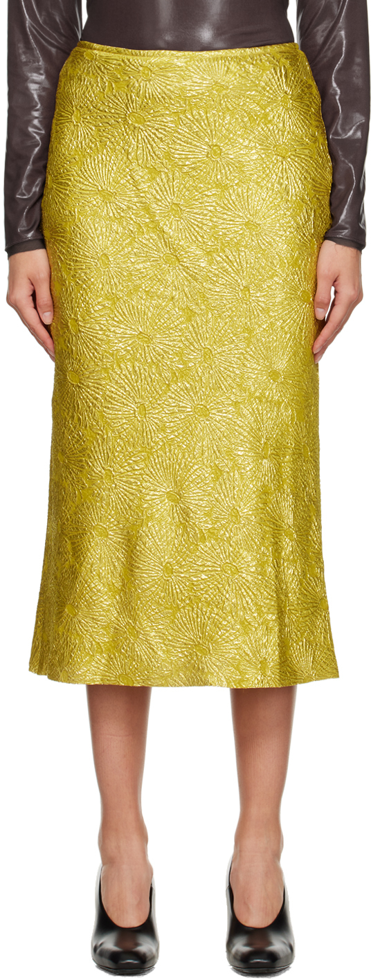 Dries Van Noten: SSENSE Exclusive Gold Midi Skirt | SSENSE Canada