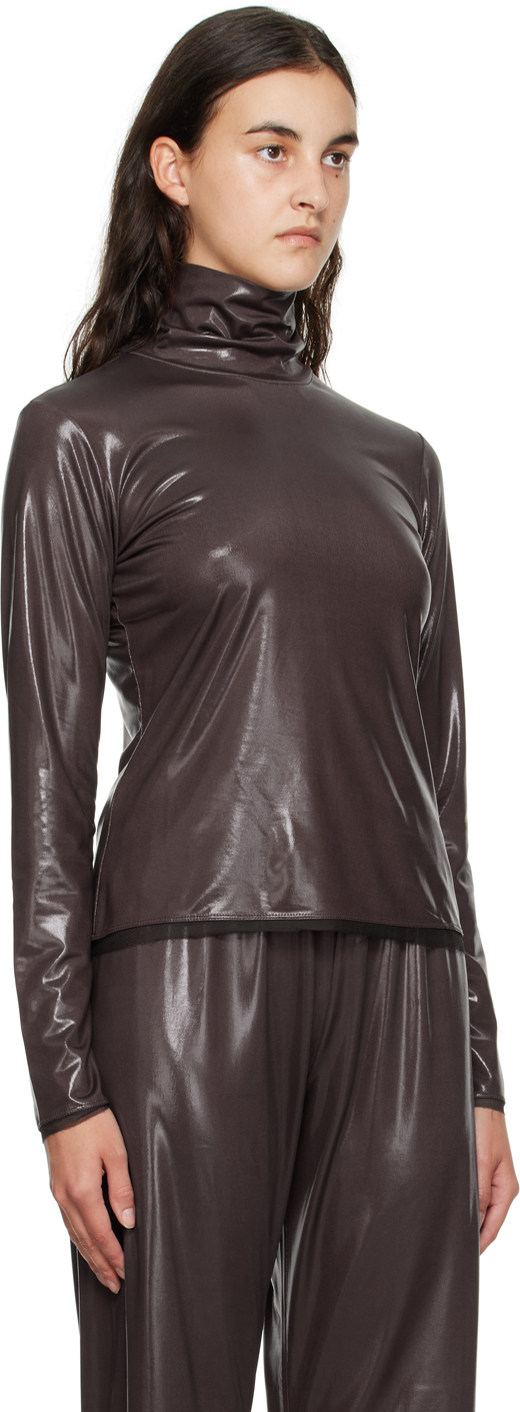 Dries Van Noten Brown Raw Edge Turtleneck In 704 Dark Brown