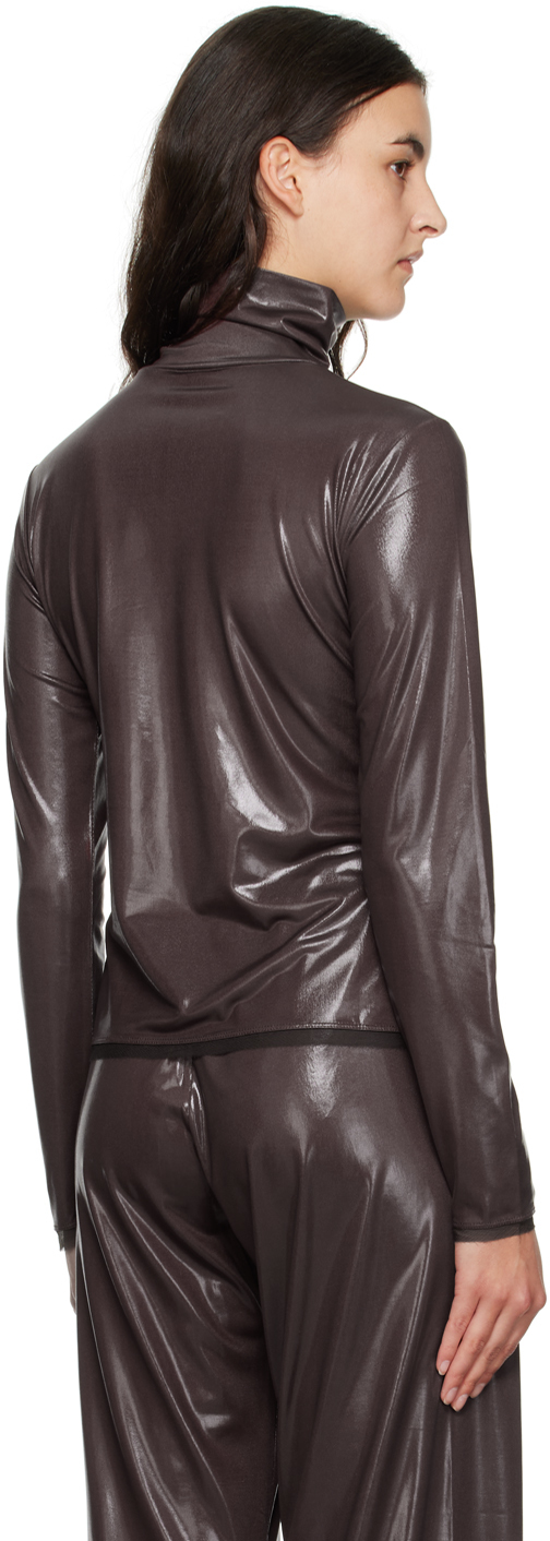 Dries Van Noten Brown Raw Edge Turtleneck In 704 Dark Brown
