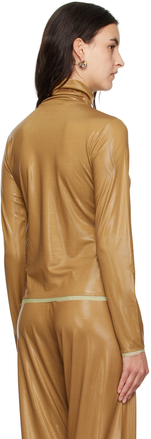 Dries Van Noten Tan Raw Edge Turtleneck In 606 Khaki