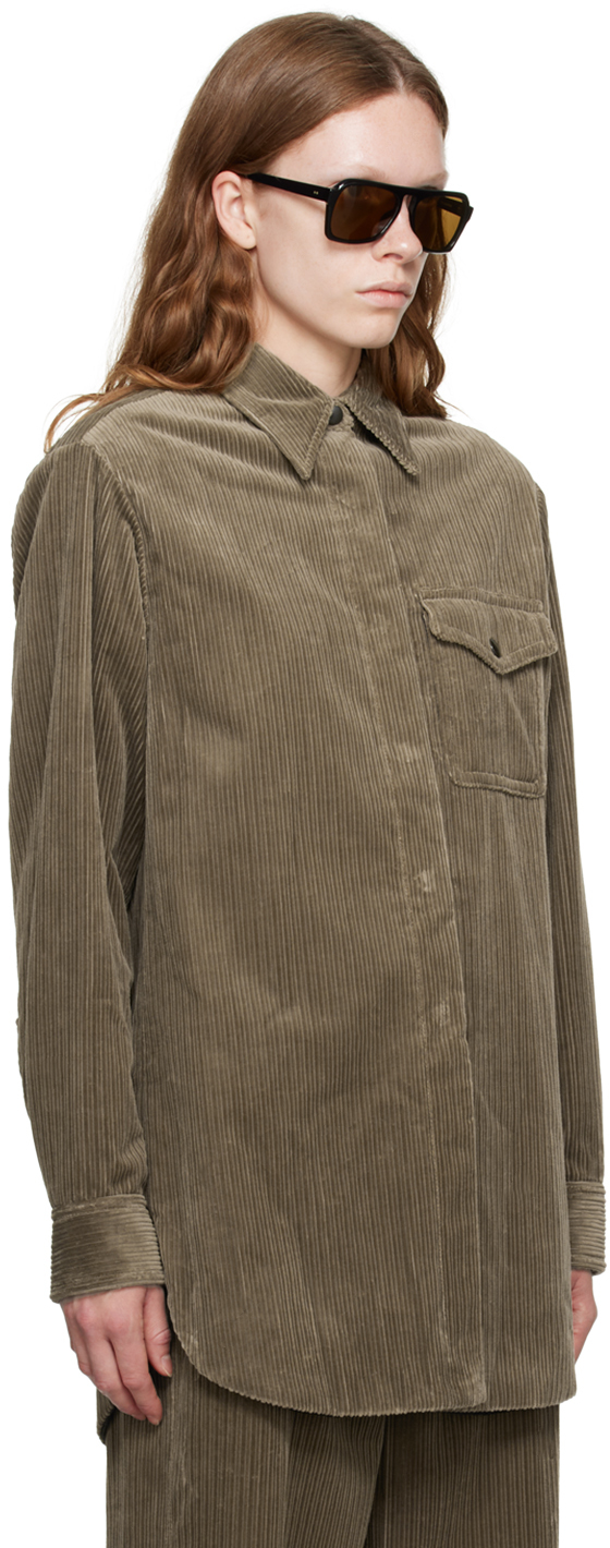 Dries Van Noten Taupe Padded Shirt In 811 Taupe