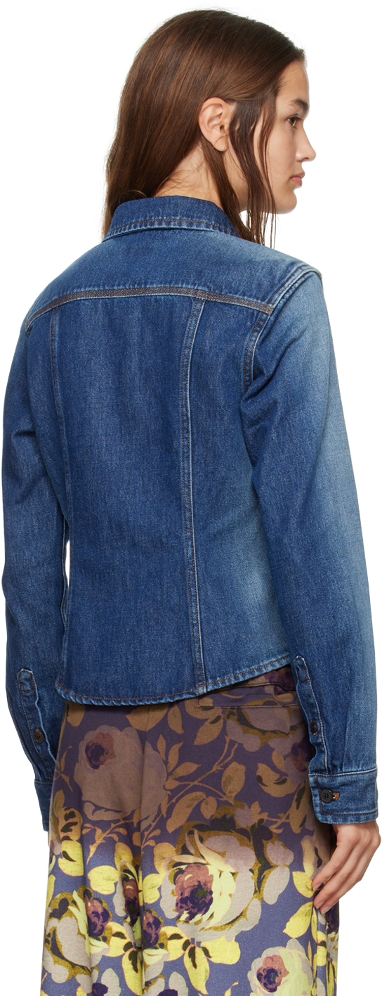 Shop Dries Van Noten Indigo Faded Denim Shirt In 507 Indigo
