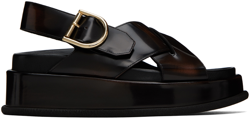 Shop Dries Van Noten Ssense Exclusive Brown Leather Sandals In 712 Tan