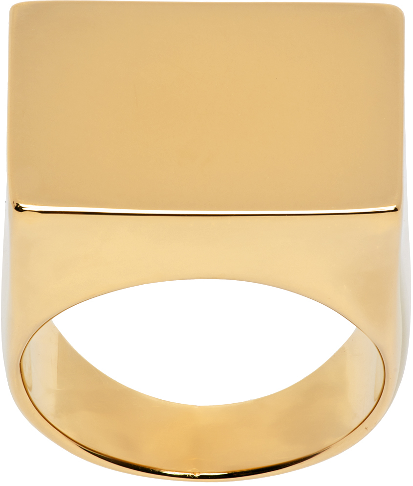 Dries Van Noten Gold Square Signet Ring In 954 Gold