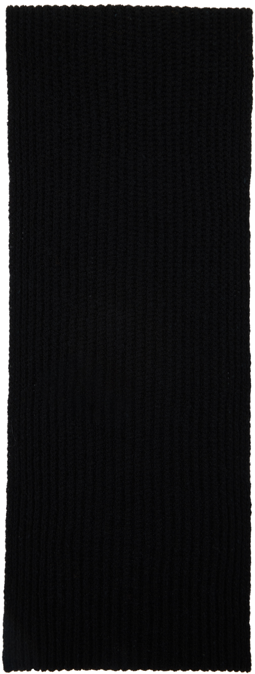 Black Ribbed Scarf by Dries Van Noten on Sale