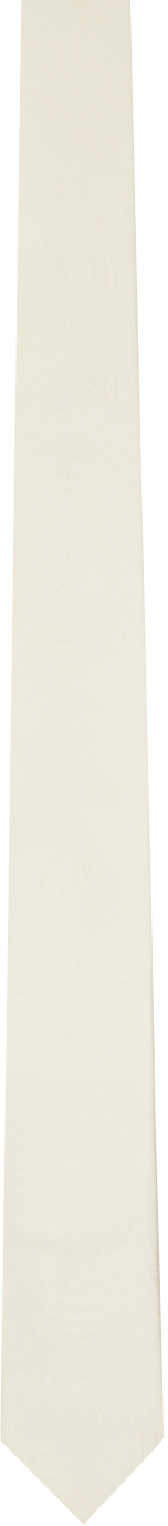 Dries Van Noten Off-white Silk Tie In 5 Ecru