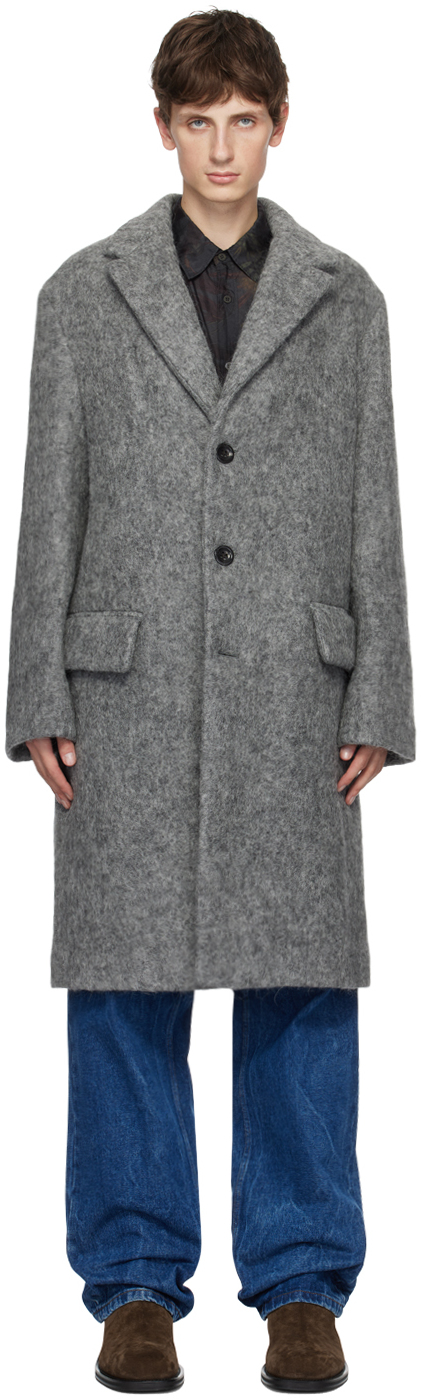 Gray Notched Lapel Coat