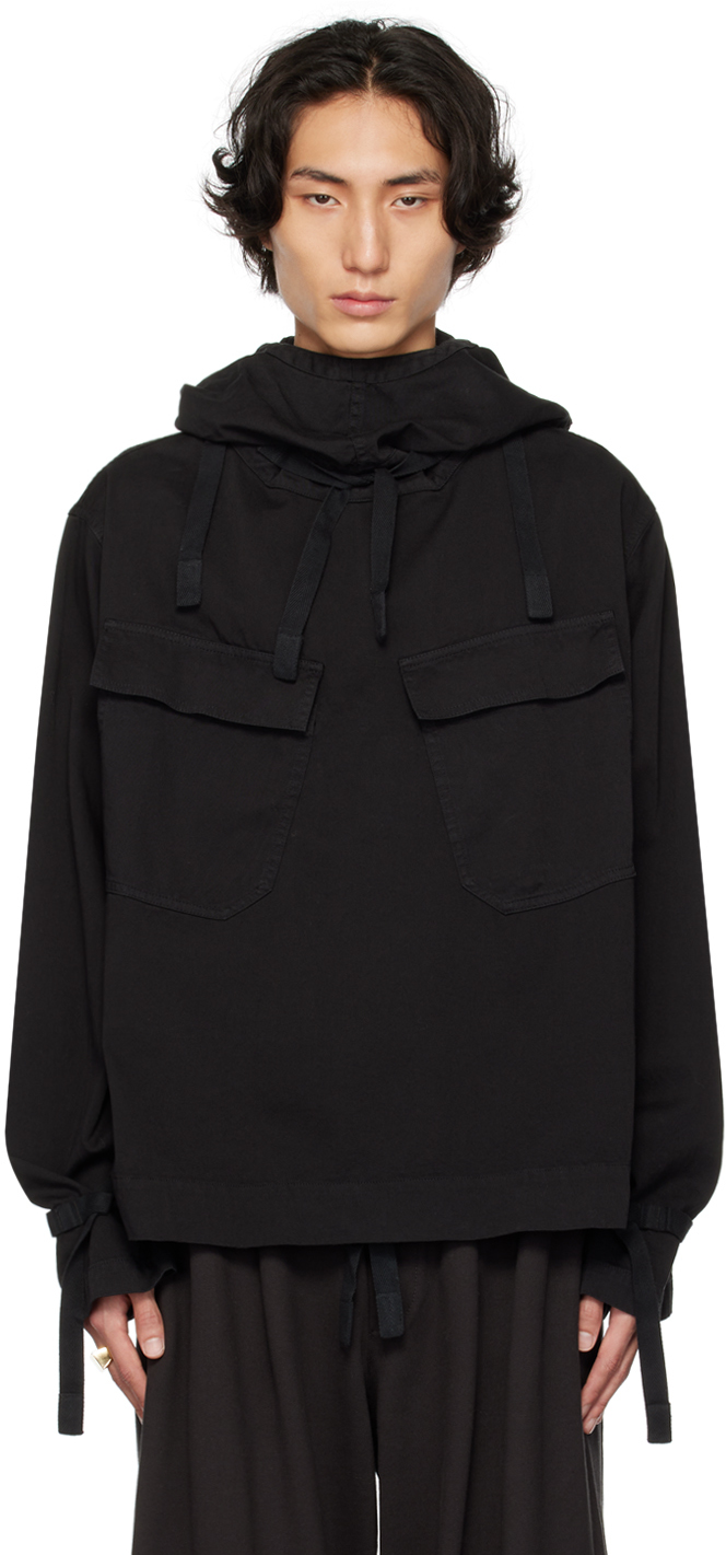 Dries Van Noten Black Hooded Jacket In 900 Black