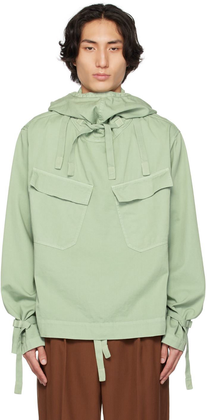 Dries Van Noten: Green Hooded Jacket | SSENSE Canada