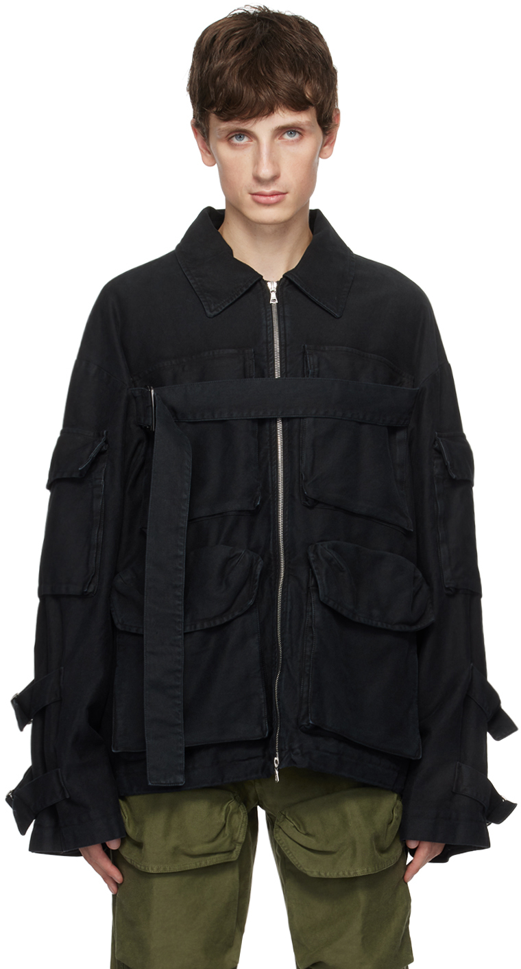 Dries Van Noten: Black Garment-Dyed Jacket | SSENSE