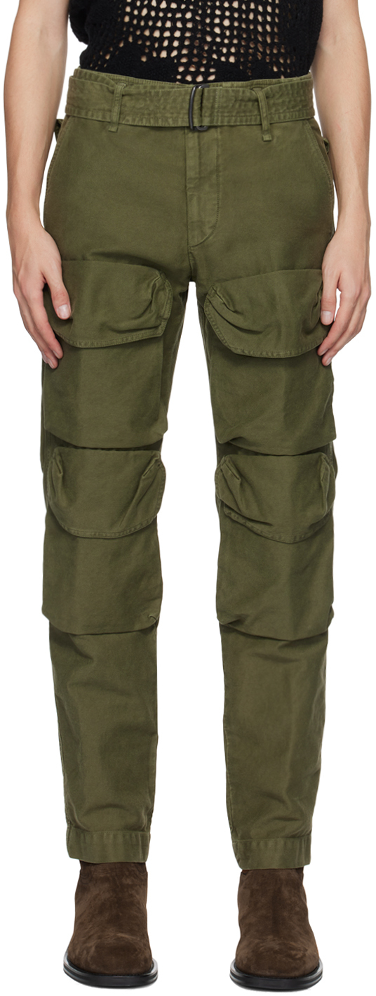 Khaki Garment-Dyed Cargo Pants