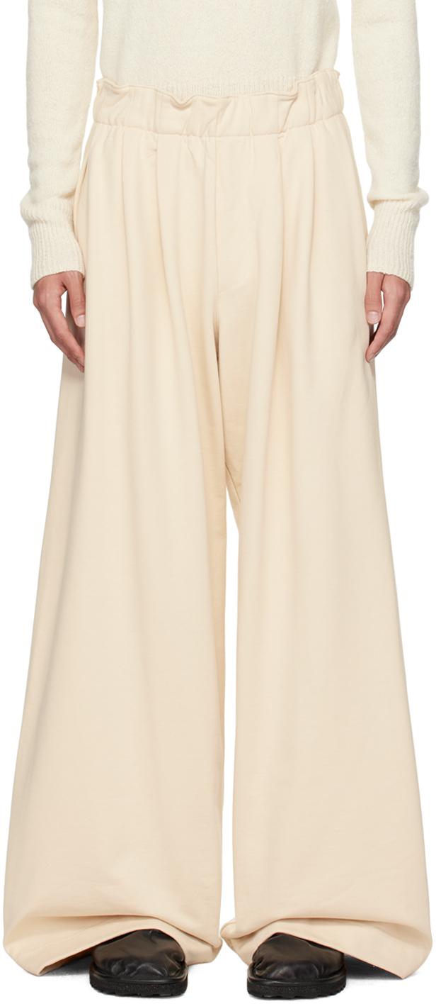 Dries Van Noten Off-white Elasticized Sweatpants In 100 Cream