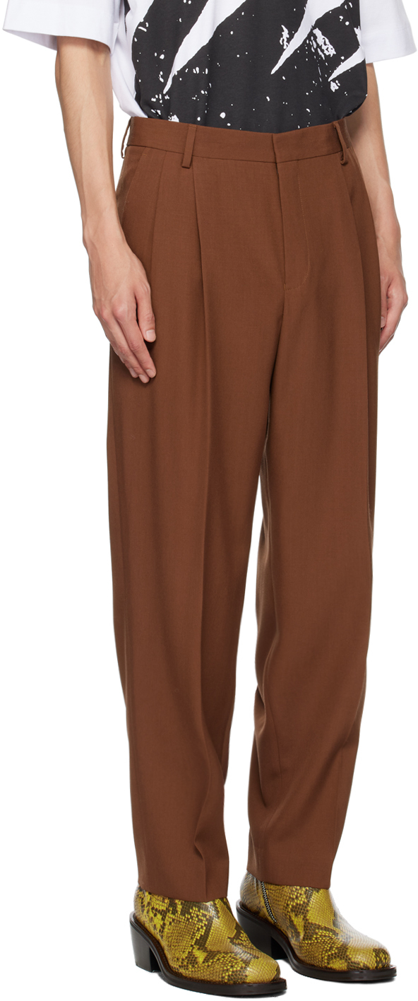 Dries Van Noten Brown Creased Trousers In 701 Rust