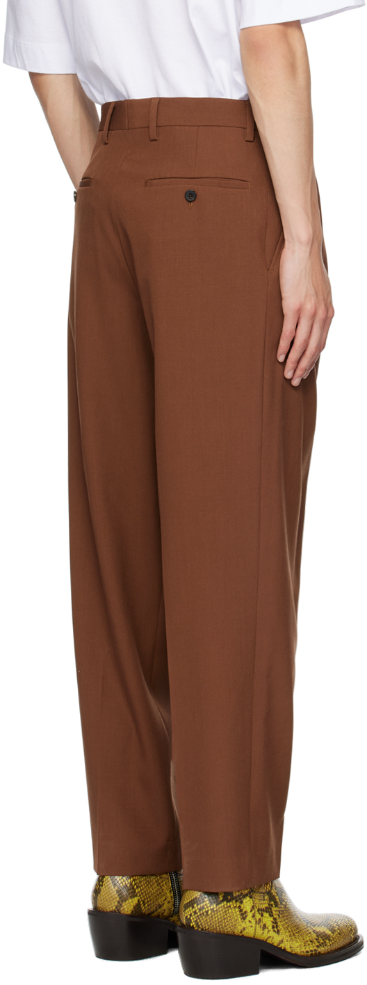 Dries Van Noten Brown Creased Trousers In 701 Rust