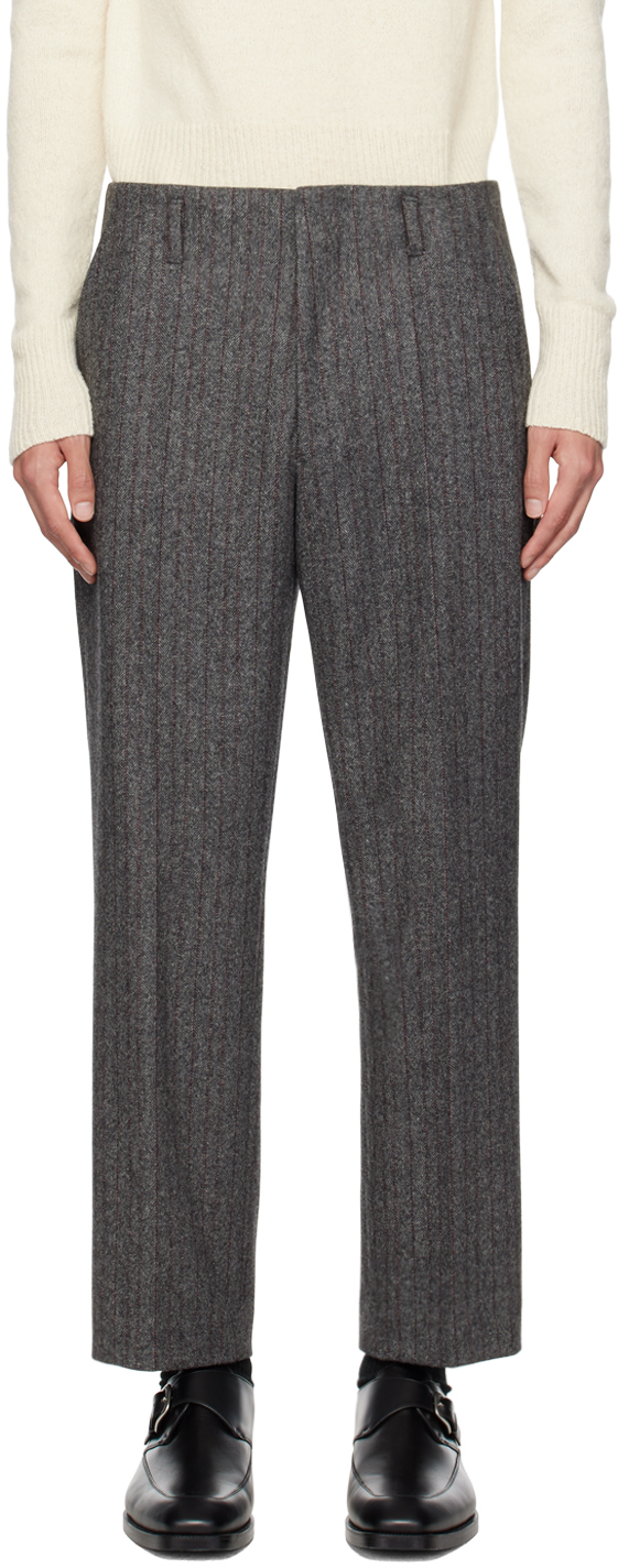 Grey Striped Trousers