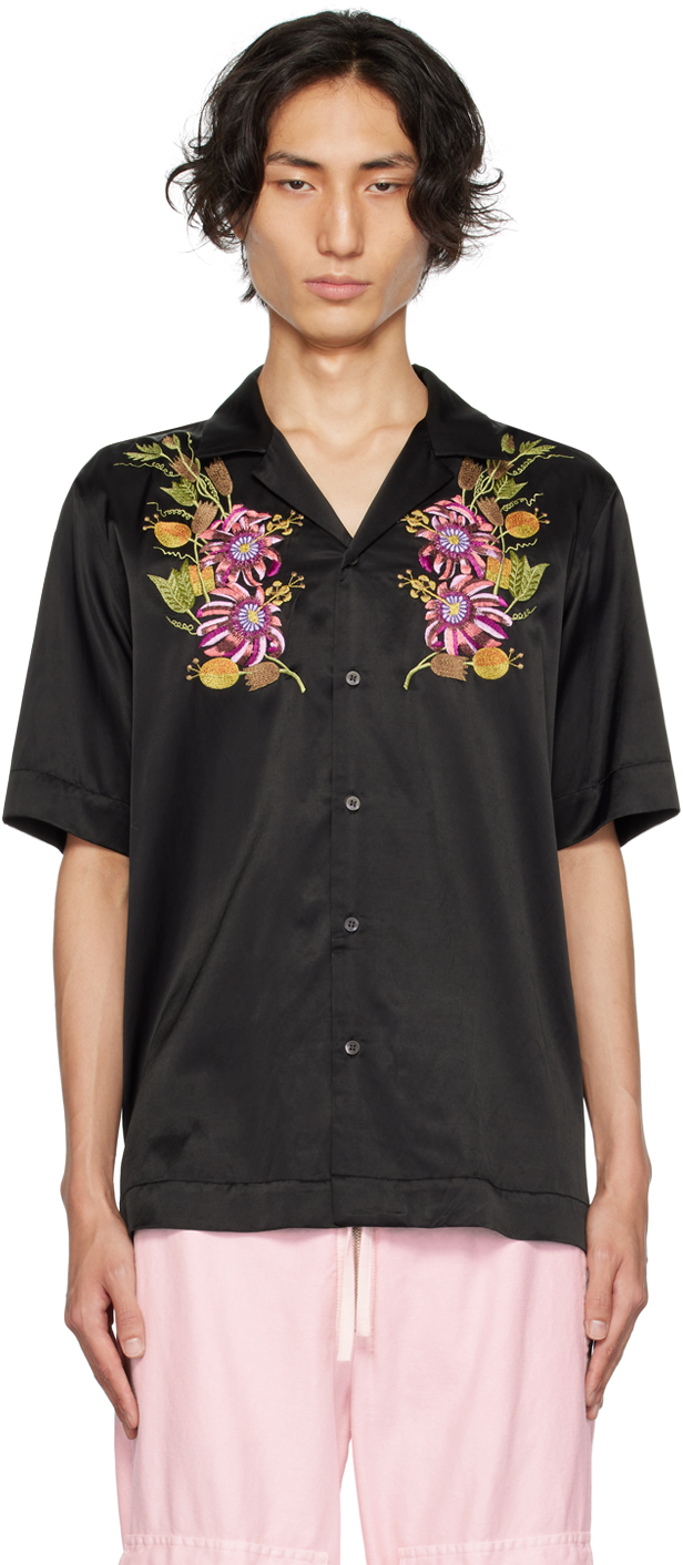 Shop Dries Van Noten Black Embroidered Shirt In 900 Black