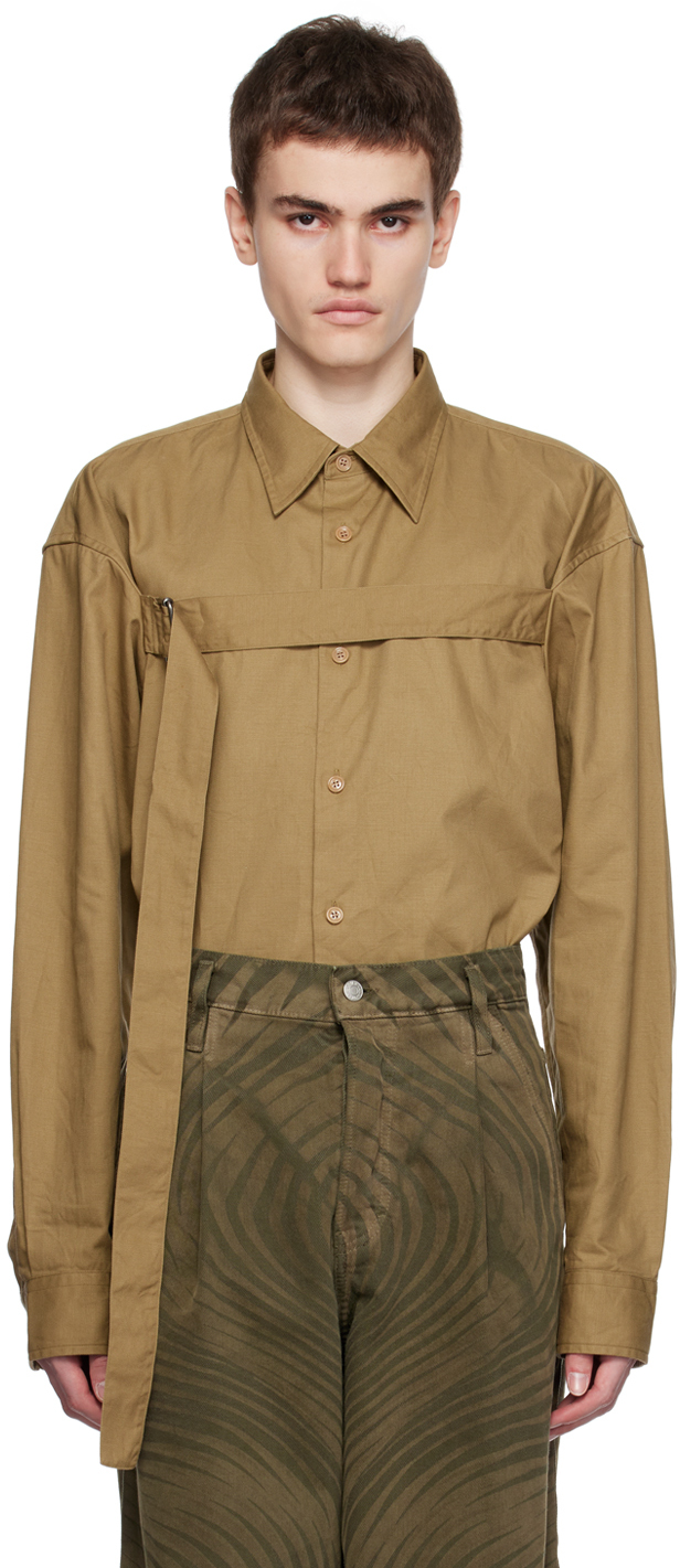 Dries Van Noten: Tan Strap Shirt | SSENSE