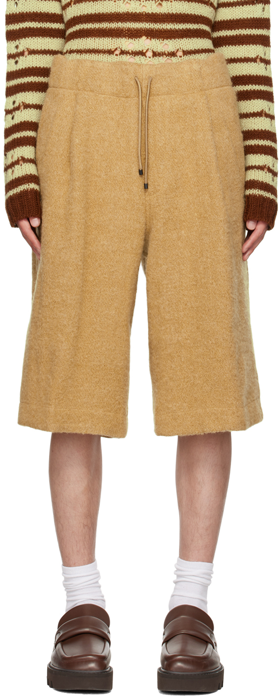 Dries Van Noten: Beige Pleated Shorts | SSENSE