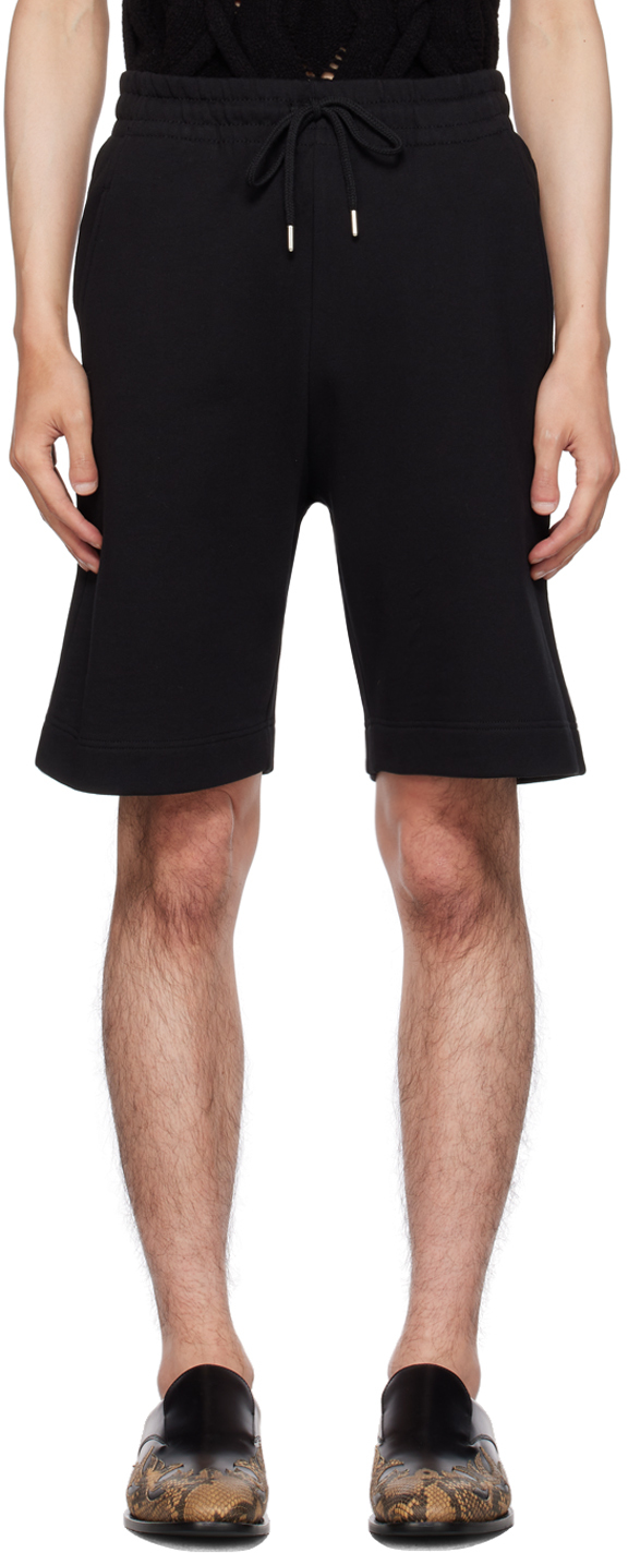 Shop Dries Van Noten Black Drawstring Shorts In 900 Black