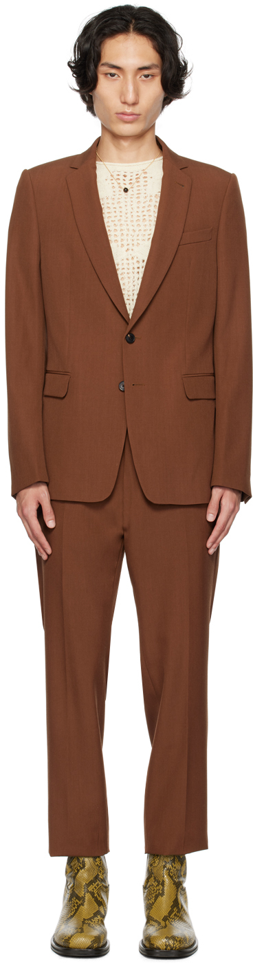 Dries Van Noten Orange Notched Lapel Suit In 701 Rust