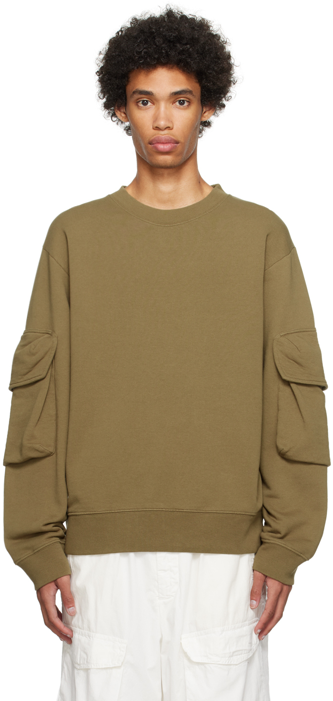 Dries Van Noten Khaki Cargo Sweatshirt In Green