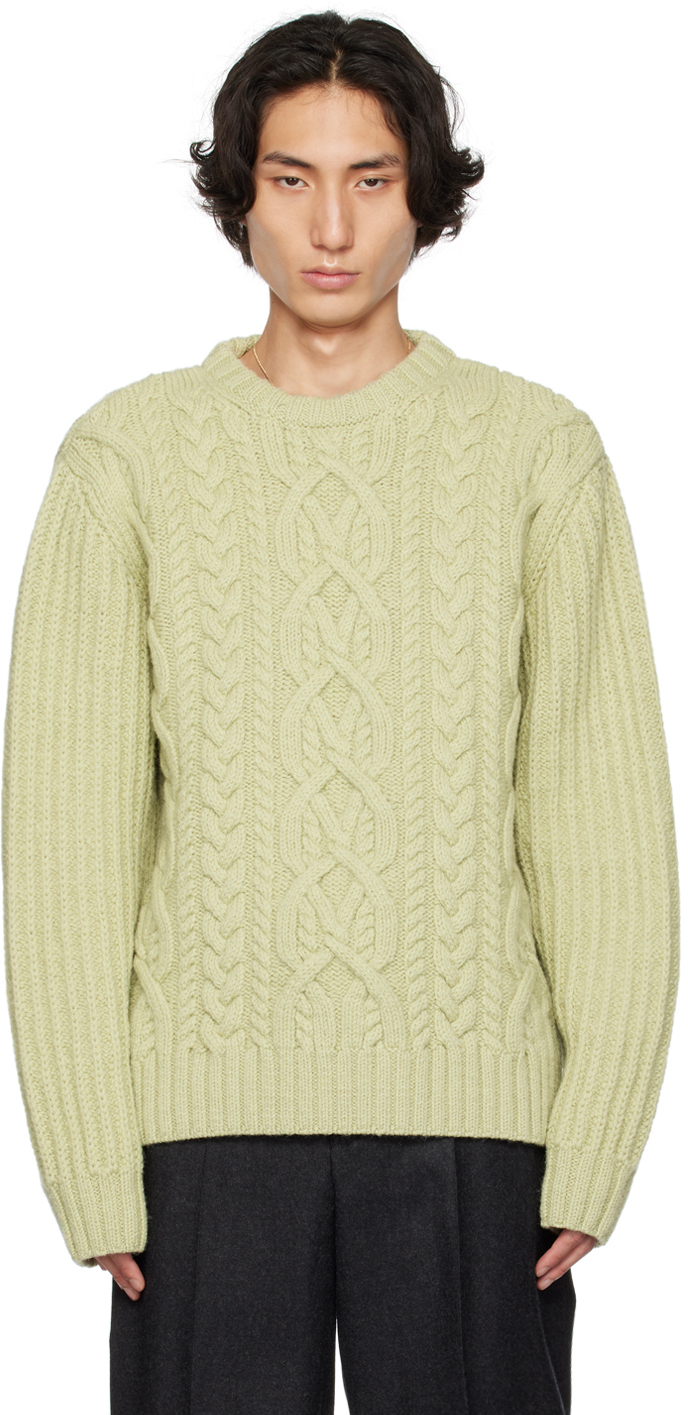 Shop Dries Van Noten Green Crewneck Sweater In 601 Light Green
