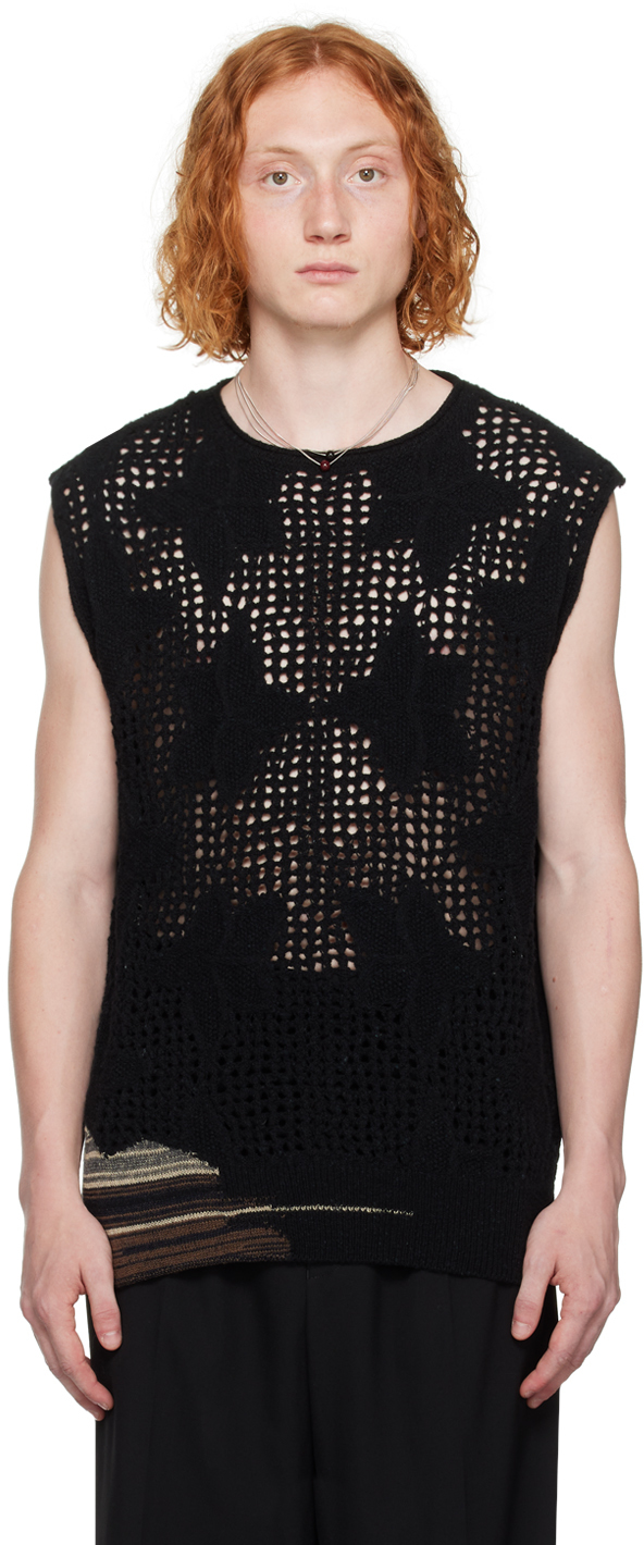 Black Floral Vest by Dries Van Noten on Sale