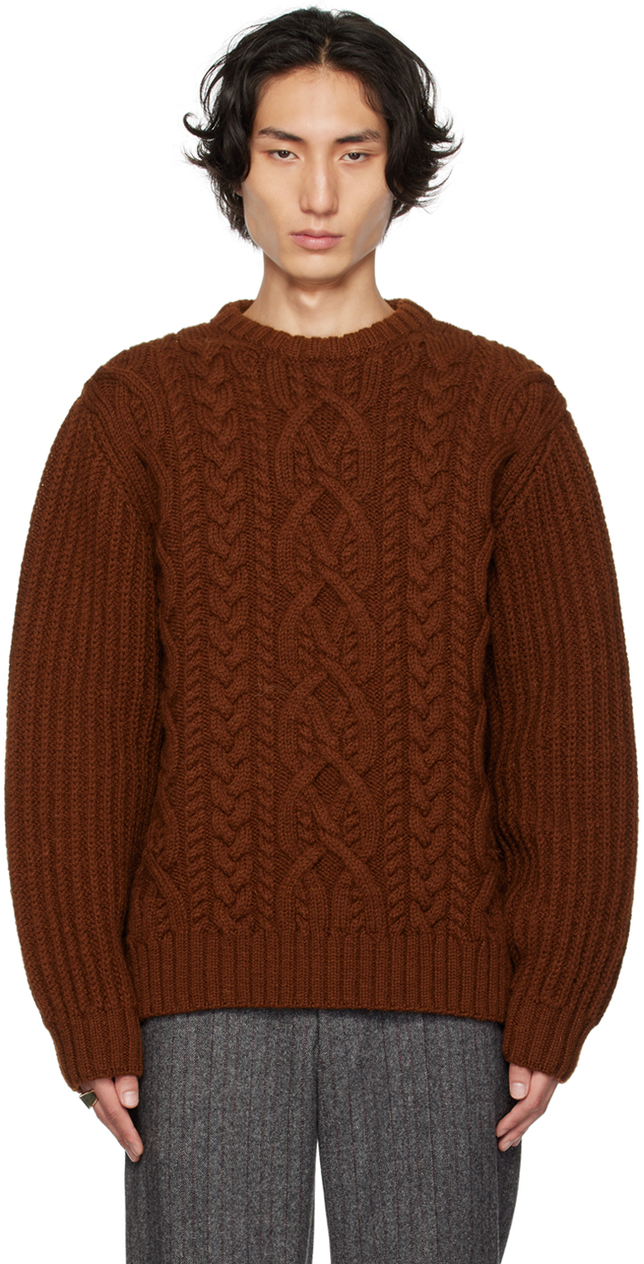 Dries Van Noten Brown Crewneck Sweater In Brown 703
