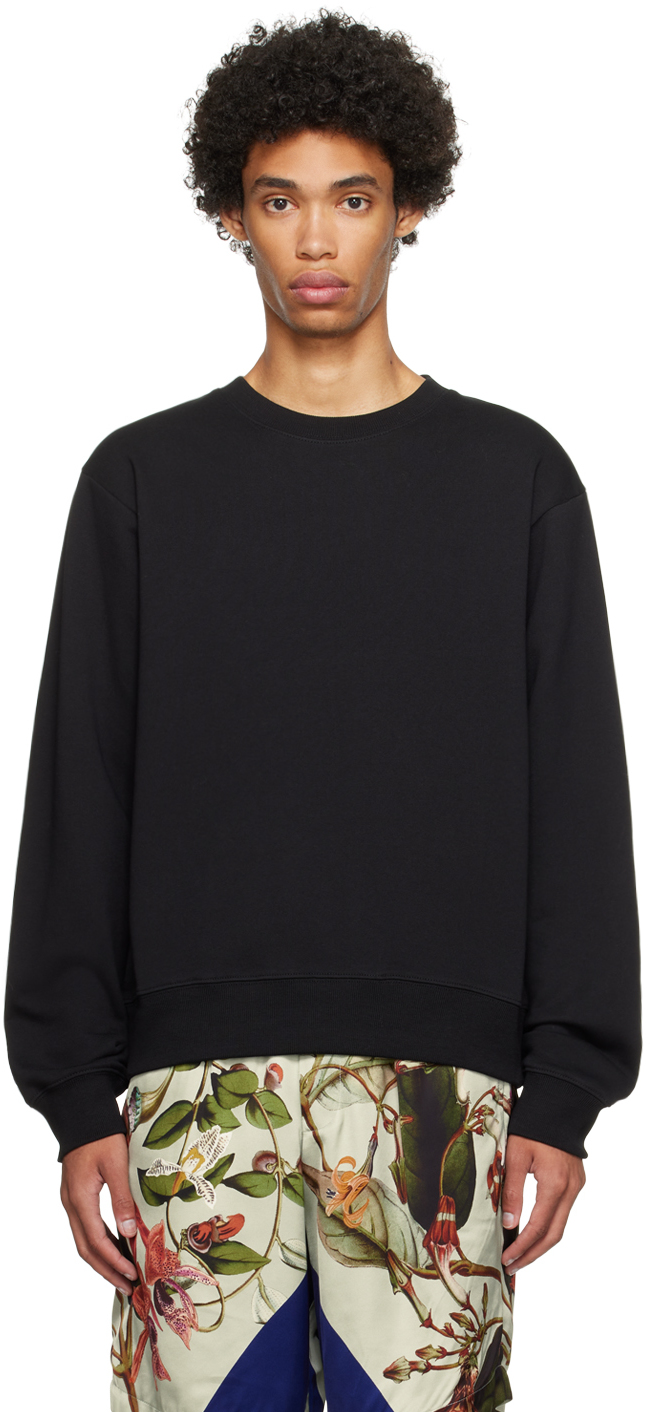 Dries Van Noten Black Crewneck Sweater In 900 Black